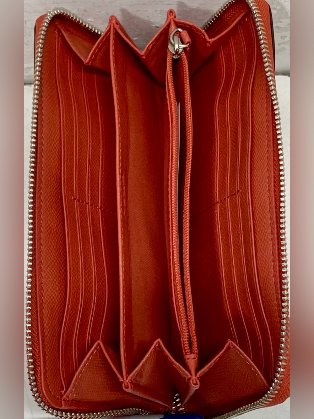 Coach Red Leather Floral Zip Around Clutch Wallet - Picture 2 of 5